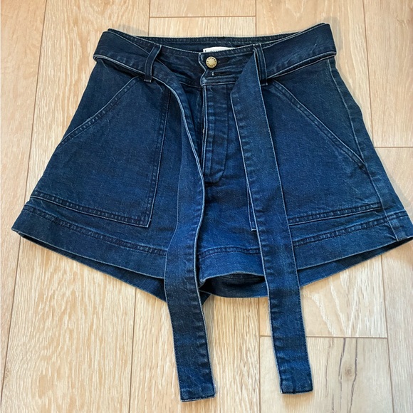 Apiece Apart Dark Blue Denim Skort with Tie Waist